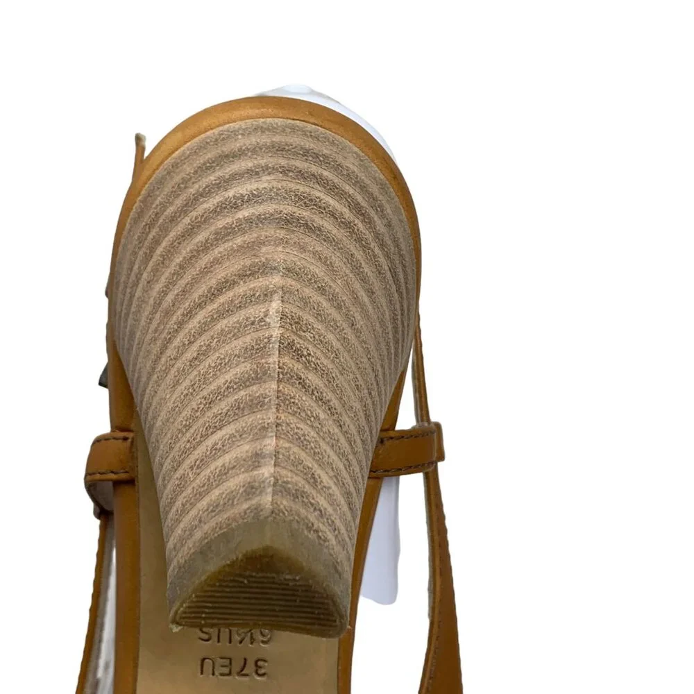 BALLY Switzerland Cognac Leather‎ Slingback Heels
